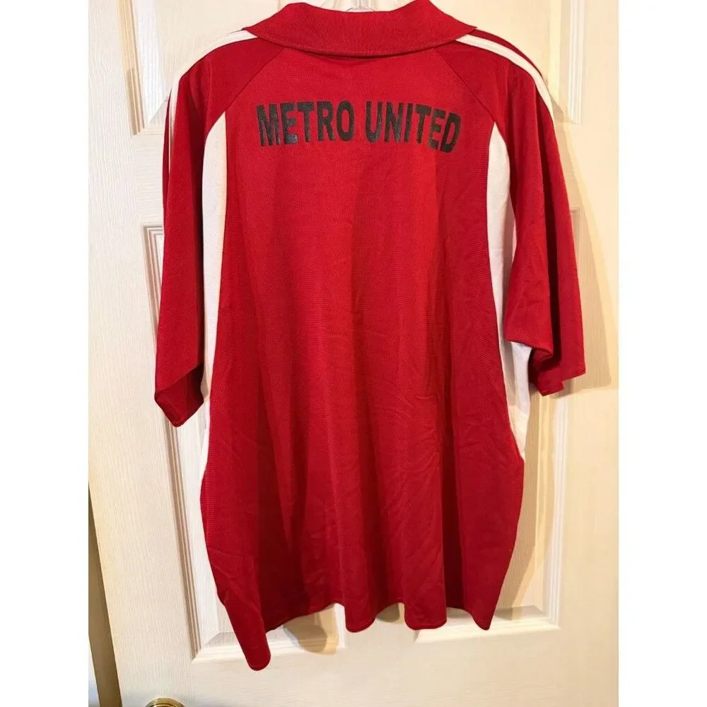 Vintage Adidas Metro United Soccer Jersey Men’s XL Red White ClimaLite